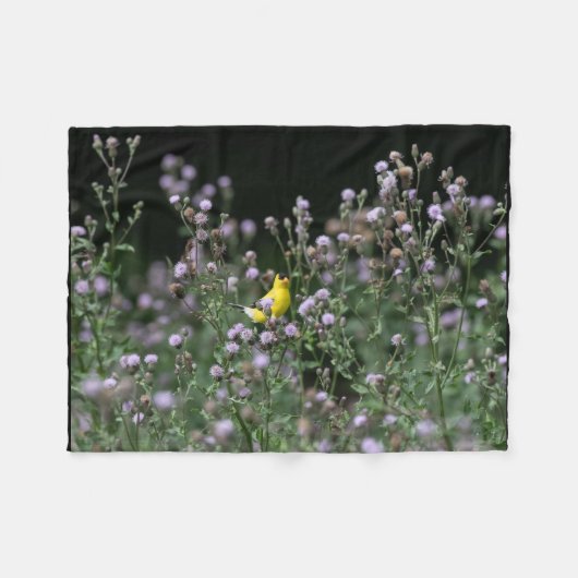Goldfinch en wilde bloemen fleece deken (Voorkant (Horizontaal))