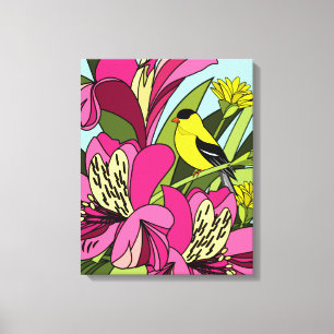 Goldfinch in de tuin canvas afdruk