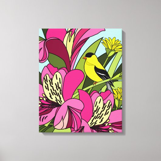 Goldfinch in de tuin canvas afdruk (Voorkant)