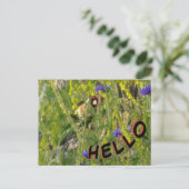 Goldfinch in Wild Flowers Field HALLO Briefkaart (Staand voorkant)