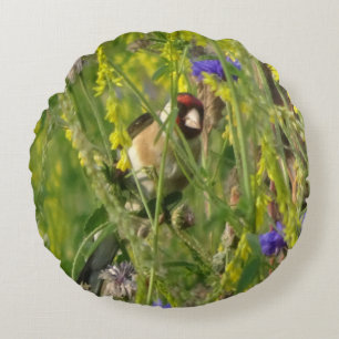 Goldfinch in Wild Flowers Field Kinder Sierkussen Rond Kussen