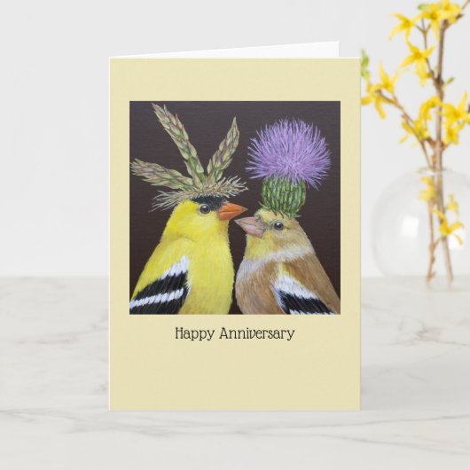 Goldfinch-Jubileum Kaart (Gele Bloem)