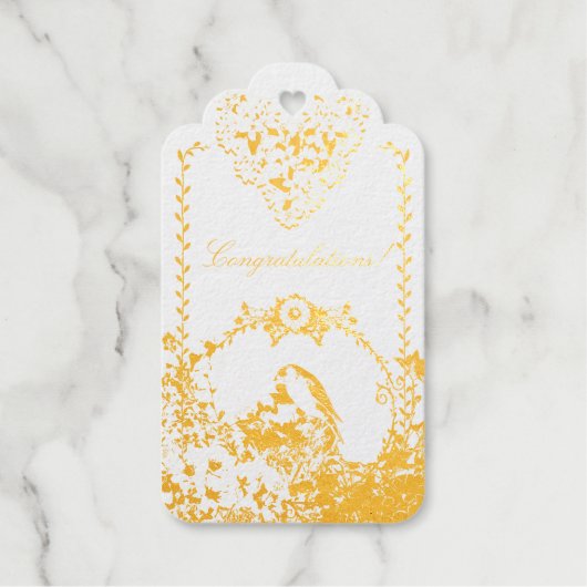 Goldfinch lente tuin bruiloft crème horizontaal cadeaulabels (Voorkant)