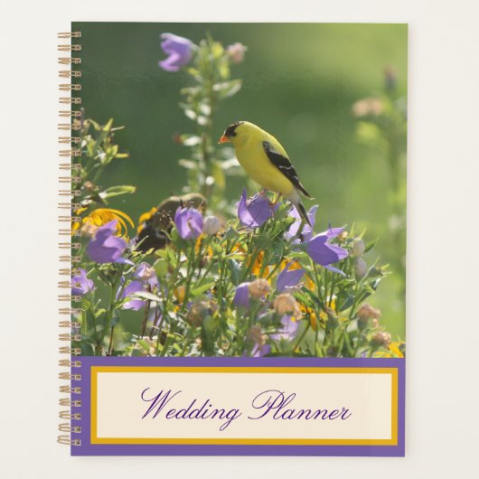 Goldfinch Lente Tuin Bruiloft Paarse Planner (Voorkant)