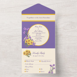 Goldfinch Lente Tuin Trouwcrème All In One Uitnodiging