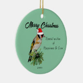 Goldfinch met een Santa Hat Keramisch Ornament (Rechts)