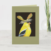 Goldfinch met pet van paardenzaad kaart (Voorkant)