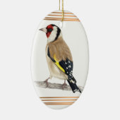 Goldfinch omlijst met goudlijnen keramisch ornament (Rechts)