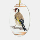 Goldfinch omlijst met goudlijnen keramisch ornament (Links)