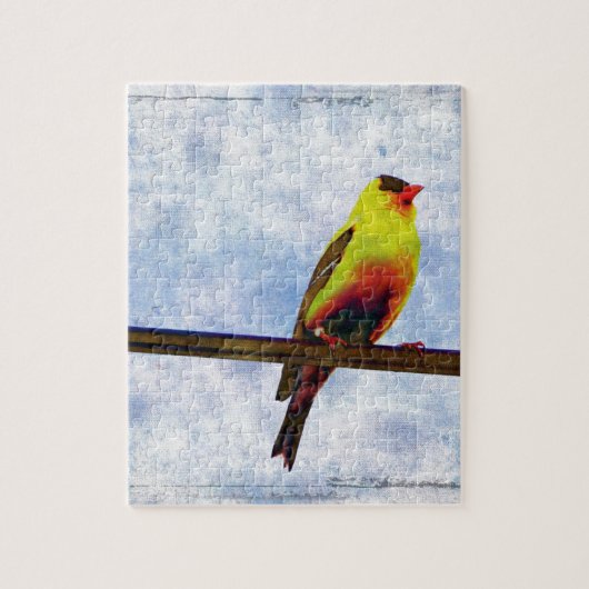 Goldfinch on Power Line Legpuzzel (Verticaal)
