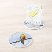 Goldfinch on Power Line Zandsteen Onderzetter (Zijkant)