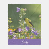 Goldfinch op een Harebell Flower Fleece Deken (Voorkant)
