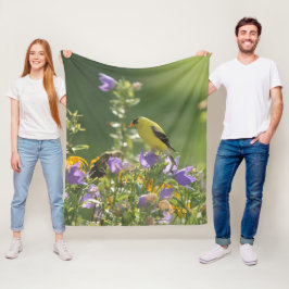 Goldfinch op een Harebell Flower Fleece Deken