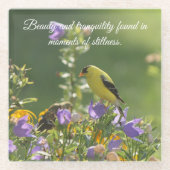 Goldfinch op een Harebell Flower Glazen Onderzetter (Voorkant)
