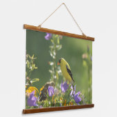 Goldfinch op een Harebell Flower Hangend Wandkleed (Gebogen)