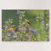 Goldfinch op een Harebell Flower Legpuzzel (Horizontaal)