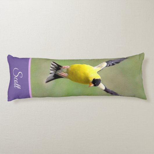 Goldfinch op een Harebell Flower Lichaamskussen (Achterkant)