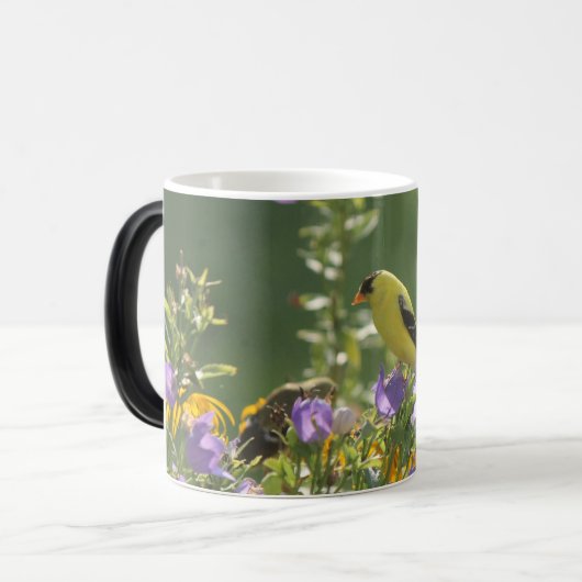 Goldfinch op een Harebell Flower Magische Mok (Voorkant links)