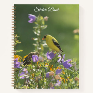 Goldfinch op een Harebell Flower Notitieboek