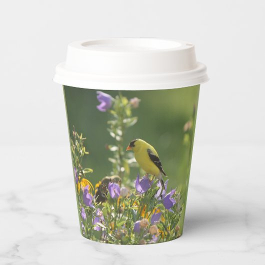 Goldfinch op een Harebell Flower Papieren Bekers (Voorkant)