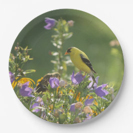 Goldfinch op een Harebell Flower Papieren Bordje