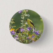 Goldfinch op een Harebell Flower Ronde Button 3,2 Cm (Voorkant)