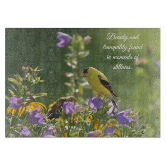 Goldfinch op een Harebell Flower Snijplank