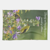 Goldfinch op een Harebell Flower Theedoek (Horizontaal)