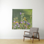 Goldfinch op een Harebell Flower Wandkleed (In situ)