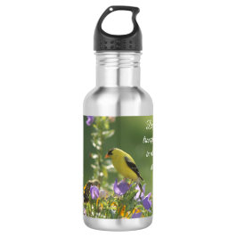 Goldfinch op een Harebell Flower Waterfles