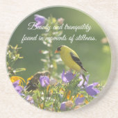 Goldfinch op een Harebell Flower Zandsteen Onderzetter (Voorkant)