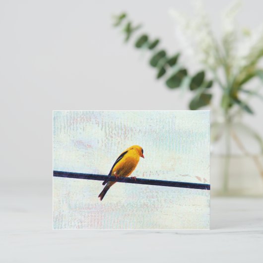 Goldfinch op een stroomlijn briefkaart (Staand voorkant)