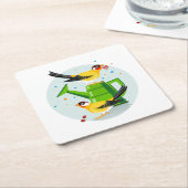 Goldfinch-paar met bramen kartonnen onderzetters (Schuin)