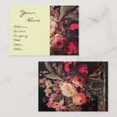 GOLDFINCH, PINK ROSES EN BUTTERFLES VISITEKAARTJE (Voorkant / Achterkant)