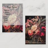 GOLDFINCH, PINK ROSES EN BUTTERFLES VISITEKAARTJE (Voorkant / Achterkant)