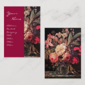 GOLDFINCH, PINK ROSES EN BUTTERFLES VISITEKAARTJE (Voorkant / Achterkant)