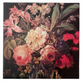 GOLDFINCH, PINK ROSES EN BUTTERFLES Vlaams Tegeltje (Voorkant)