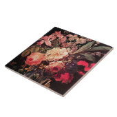 GOLDFINCH, PINK ROSES EN BUTTERFLES Vlaams Tegeltje (Zijkant)