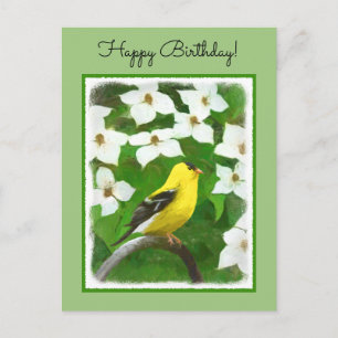 Goldfinch schilderen - Kute Original Dog Art Briefkaart