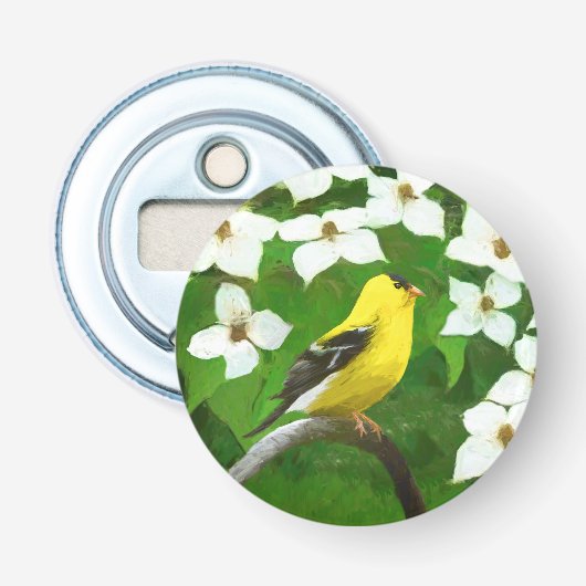 Goldfinch schilderen - Kute Original Dog Art Button Flesopener (Voorkant)