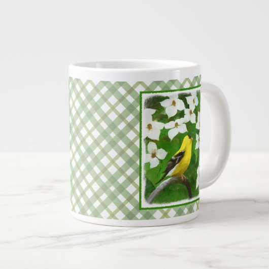 Goldfinch schilderen - Kute Original Dog Art Grote Koffiekop (Voorkant rechts)