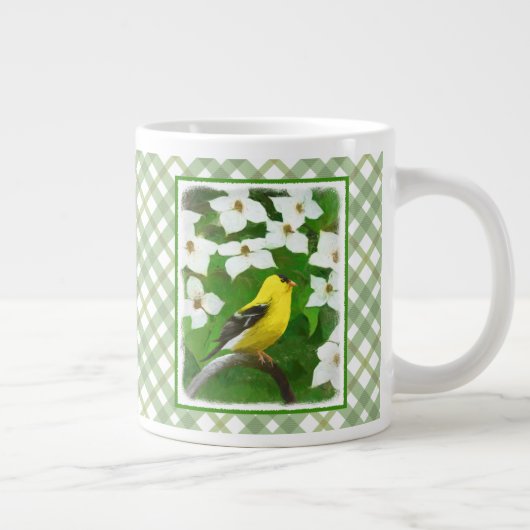 Goldfinch schilderen - Kute Original Dog Art Grote Koffiekop (Rechts)