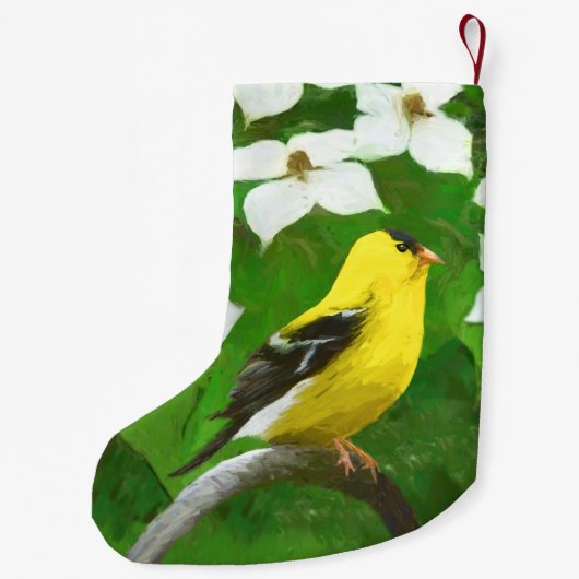 Goldfinch schilderen - Kute Original Dog Art Kleine Kerstsok (Achterkant)