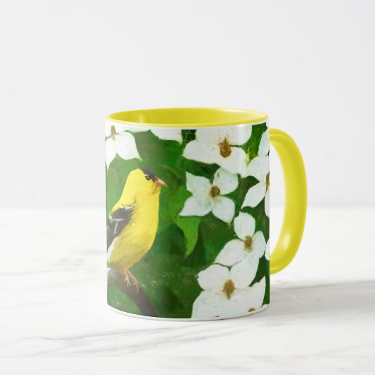 Goldfinch schilderen - Kute Original Dog Art Mok (Voorkant rechts)