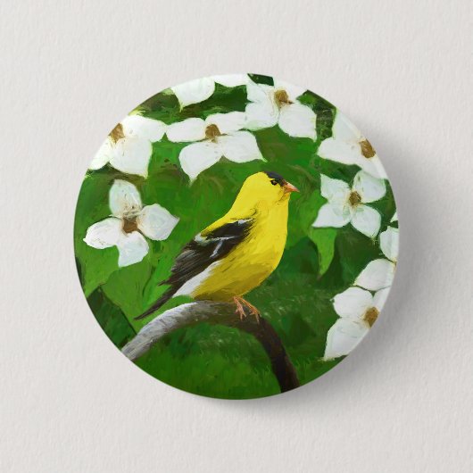 Goldfinch schilderen - Kute Original Dog Art Ronde Button 5,7 Cm (Voorkant)
