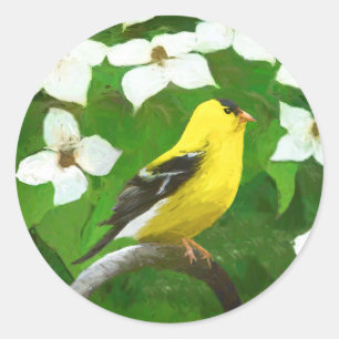 Goldfinch schilderen - Kute Original Dog Art Ronde Sticker