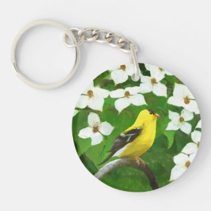 Goldfinch schilderen - Kute Original Dog Art Sleutelhanger
