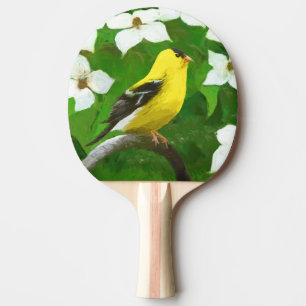 Goldfinch schilderen - Kute Original Dog Art Tafeltennisbatje