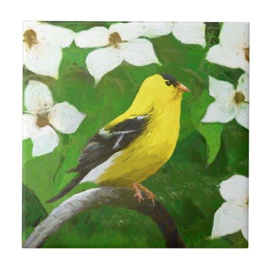 Goldfinch schilderen - Kute Original Dog Art Tegeltje (Voorkant)