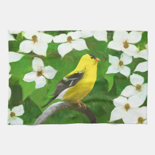 Goldfinch schilderen - Kute Original Dog Art Theedoek